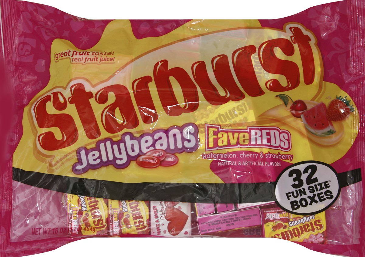 slide 5 of 6, STARBURST Jellybeans FaveREDs Valentine's Candy Exchange Kit (32-Ct., 14-Oz. Package), 16 oz