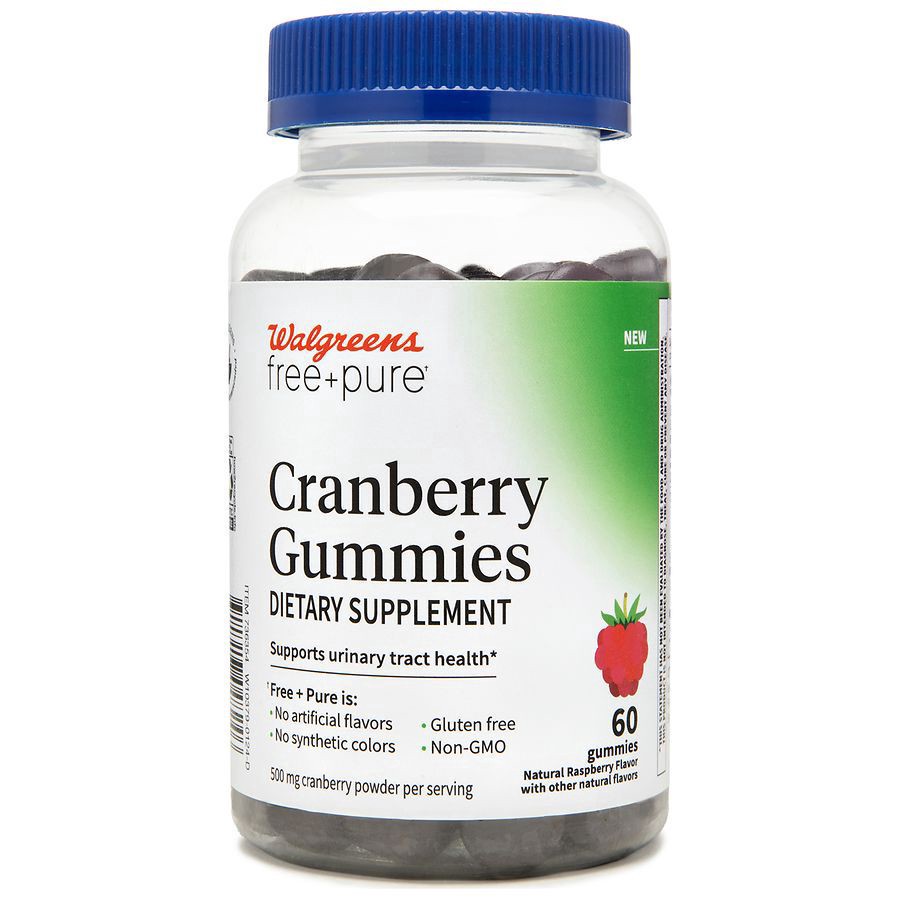 slide 1 of 3, Walgreens Free & Pure Cranberry Gummies, 60 ct