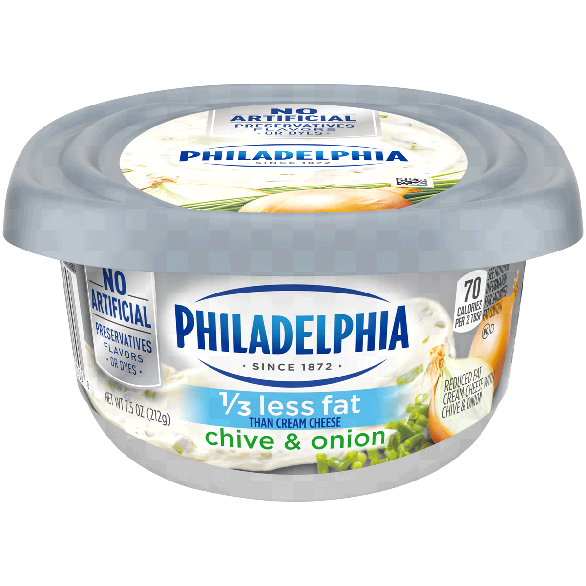 slide 1 of 8, Philadelphia Chive and Onion Reduced Fat Cream Cheese Spread, 7.5 oz