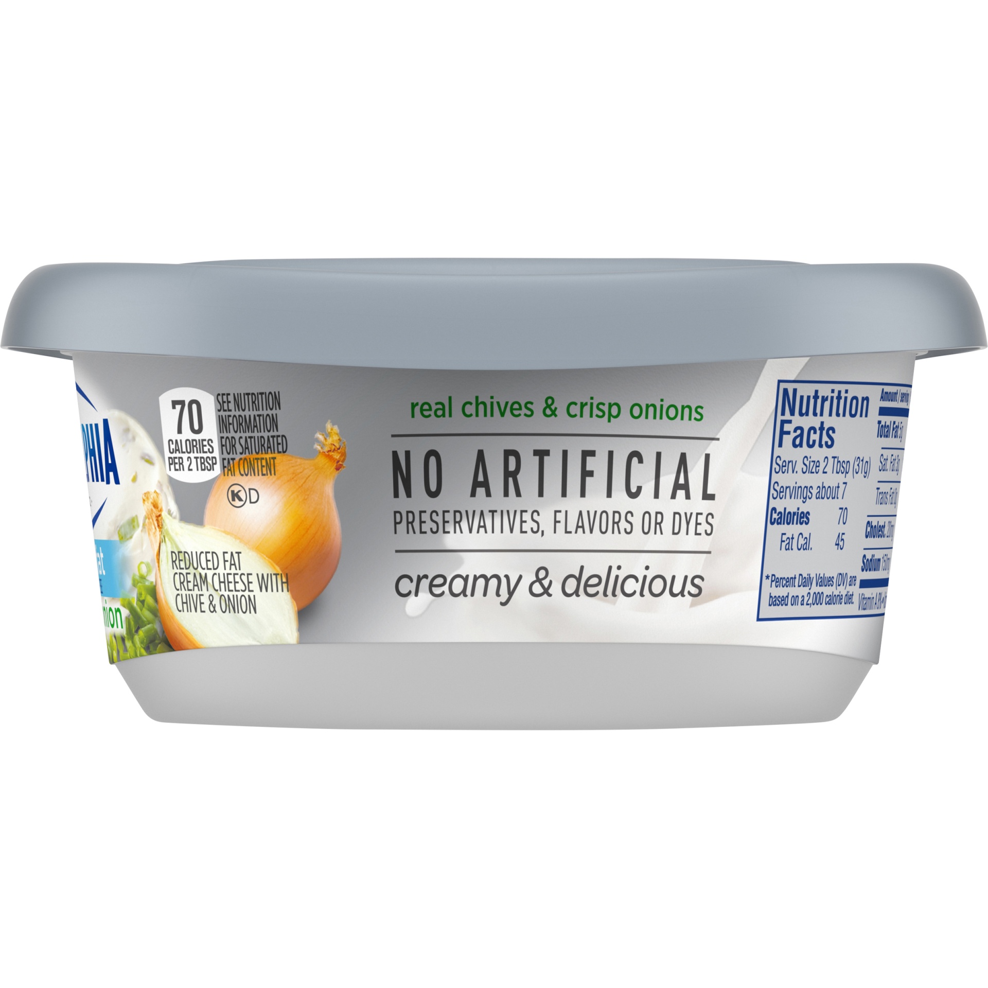 slide 8 of 8, Philadelphia Chive and Onion Reduced Fat Cream Cheese Spread, 7.5 oz