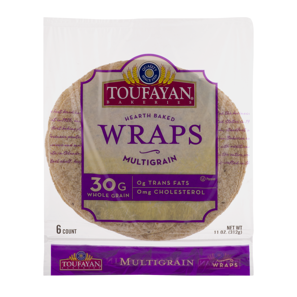 slide 1 of 5, Toufayan Wraps 6 ea, 6 ct