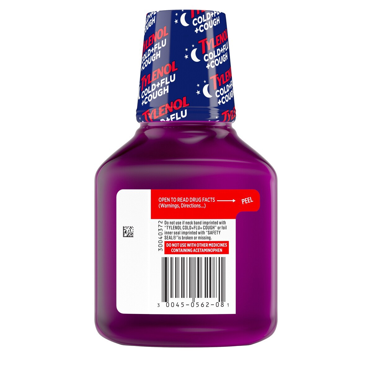 slide 2 of 6, Tylenol Cold + Flu + Cough Night Liquid, Wild Berry Burst, 8 fl oz