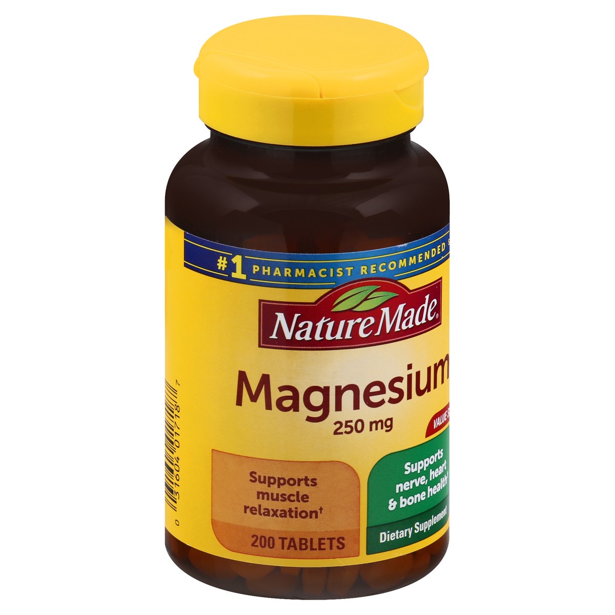 slide 3 of 12, Nature Made Magnesium Oxide 250 mg, Magnesium Supplement for Muscle, Heart, Bone and Nerve Health Support, 200 Tablets, 200 Day Supply, 200 ct