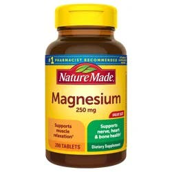 Nature Made Magnesium Oxide 250 mg, Magnesium Supplements for Men and Women, Support for Muscle, Heart, Bone and Nerve Health, 200 Tablets, 200 Day Supply
