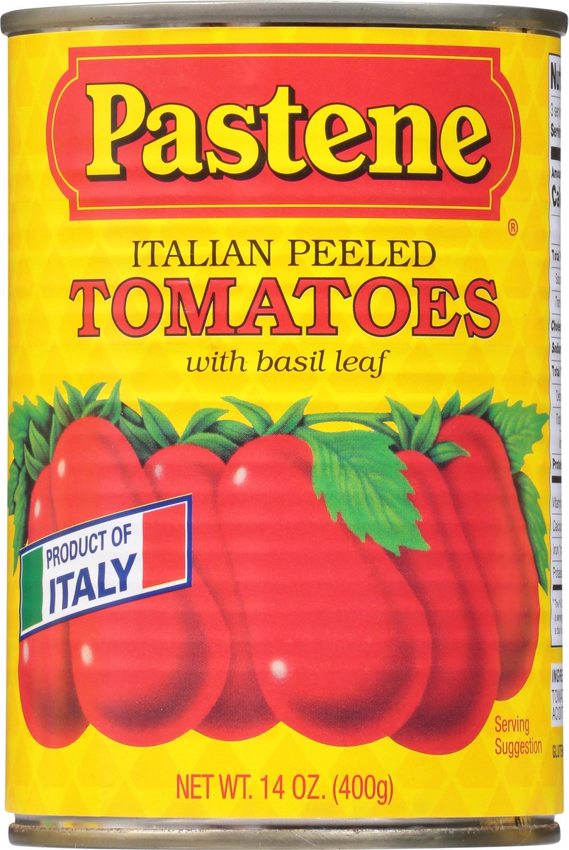 slide 6 of 9, Pastene Italian Peeled Tomatoes with Basil Leaf 14 oz, 14 oz