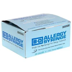 BD 1cc 1/2" (12.7mm) Long Needle 28 Gauge Allergy Syringe