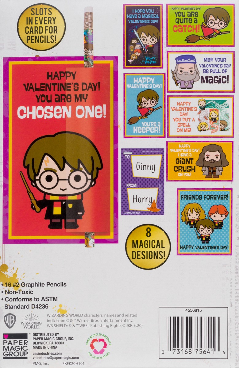 slide 7 of 10, Paper Magic Harry Potter Valentine Cards with Pencils, 16 ct