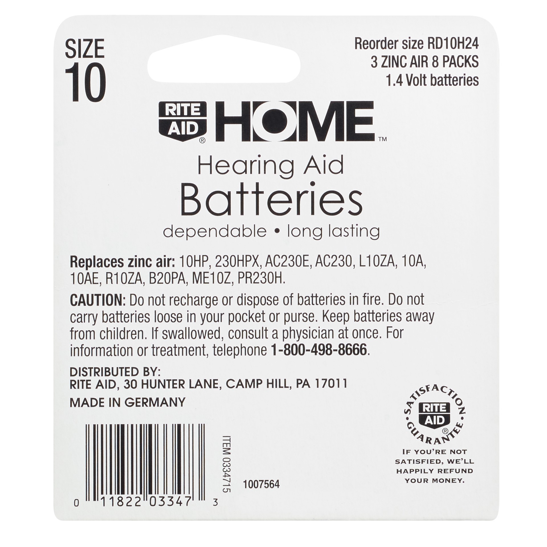 slide 2 of 3, Rite Aid Home Hearing Aid Batteries, Size 10, 24 ct