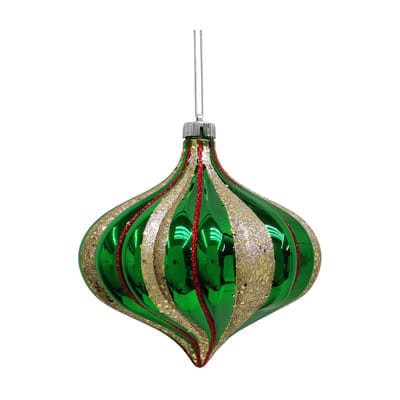 slide 1 of 3, 8.25" Green & Gold Glitter Jumbo Onion Ornament By Ashland, 8.25 in