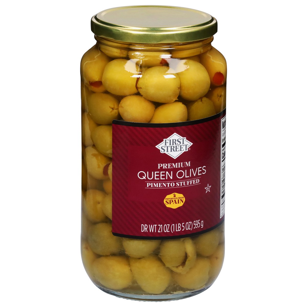 slide 3 of 4, First Street Fs Stuff Queen Olives, 21 oz