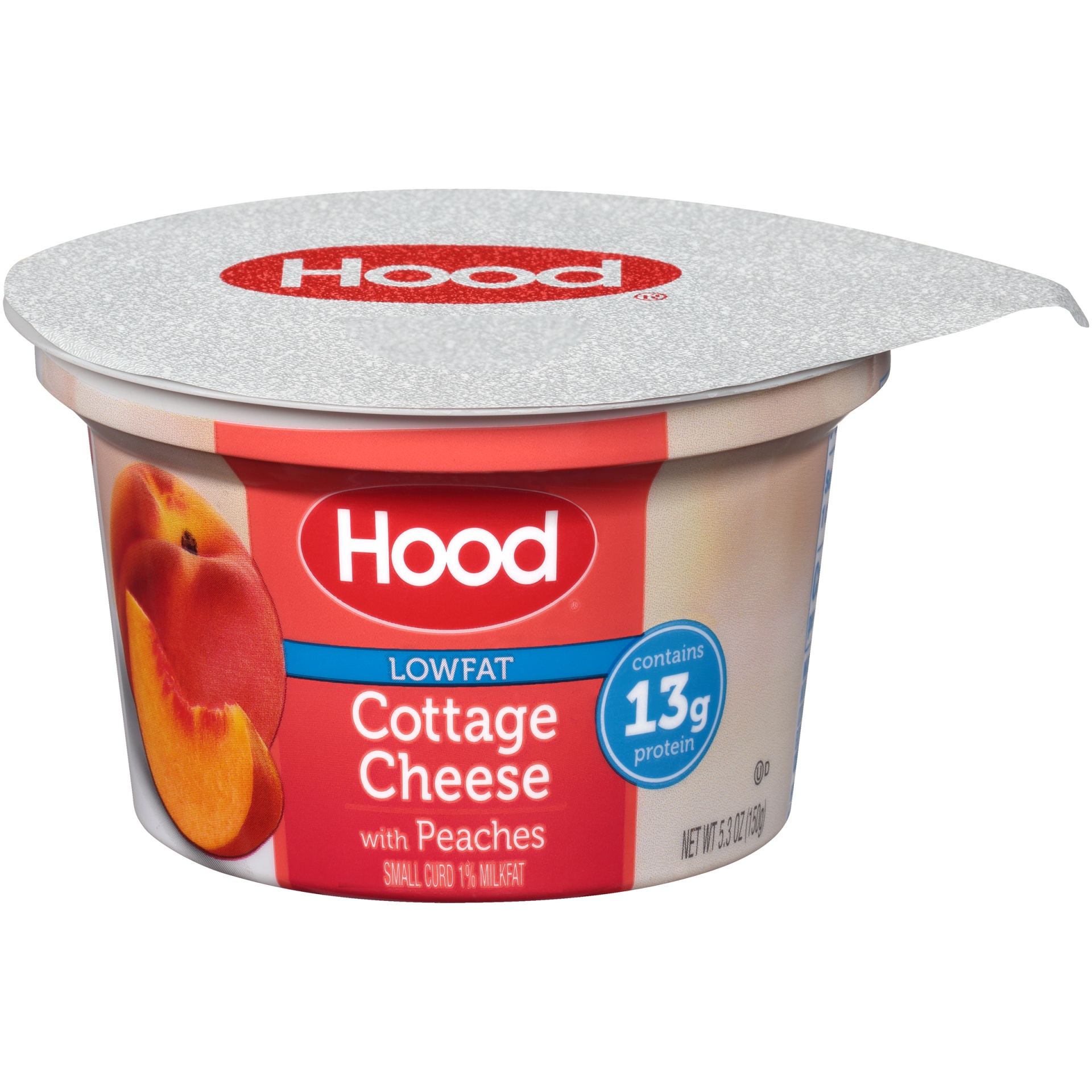 slide 1 of 6, Hood Low Fat Cottage Cheese with Peaches, Single Serve, 5.3 oz