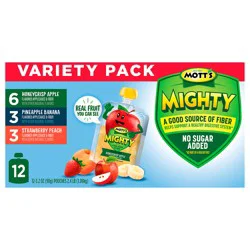 Mott's Mighty Applesauce Variety Pack, 12 Pack 3.2 oz Pouches