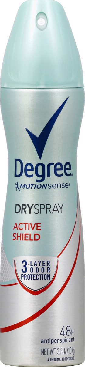 slide 5 of 6, Degree Motionsense Active Shield Dry Spray Antiperspirant and Deodorant, 3.8 oz