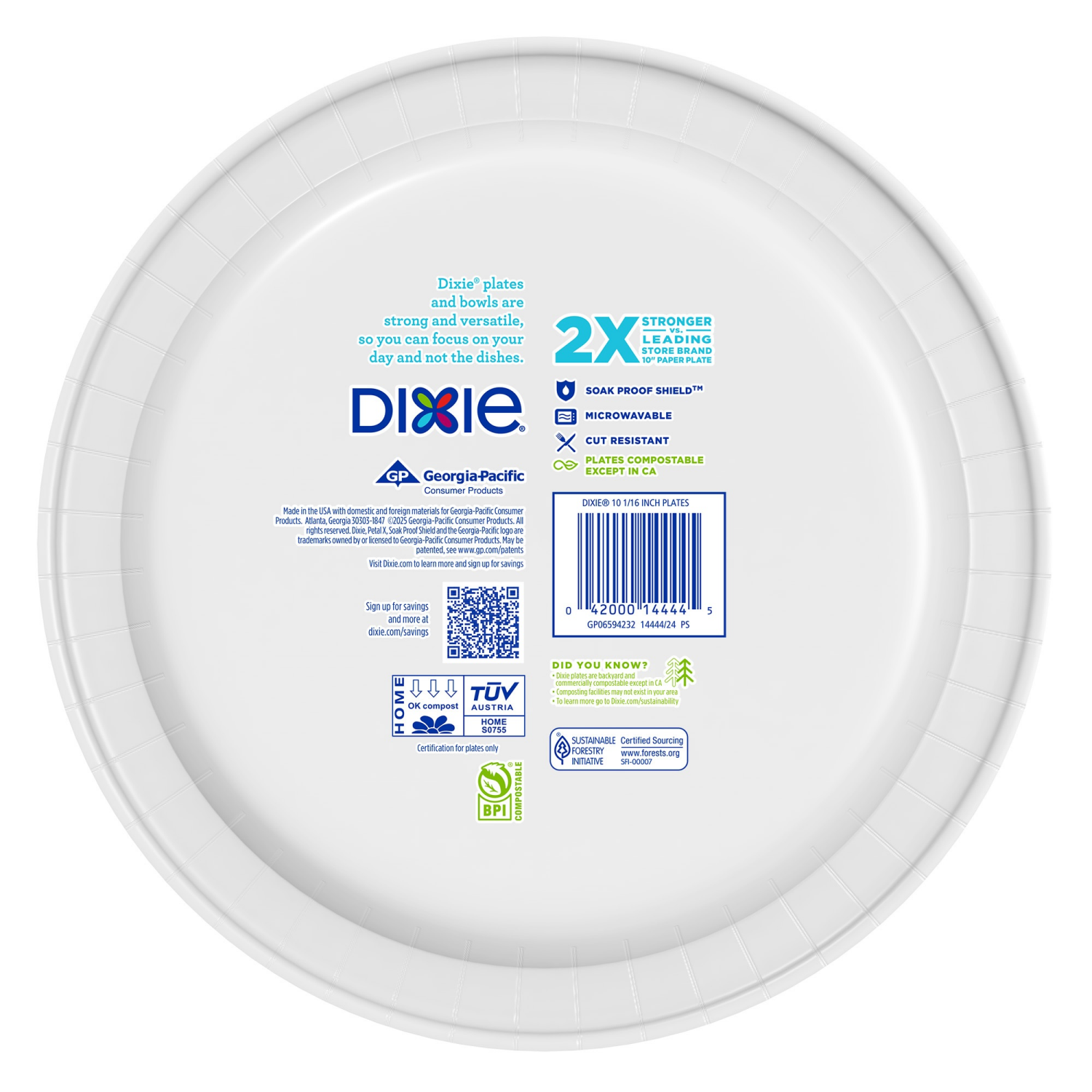 slide 3 of 5, Dixie Paper Plate, 10 Inch Disposable Plates, 150 Count, 150 ct