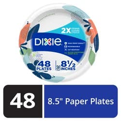 Dixie Paper Plates, 8 1/2 inch, Dinner Size Printed Disposable Plate, 48 Count