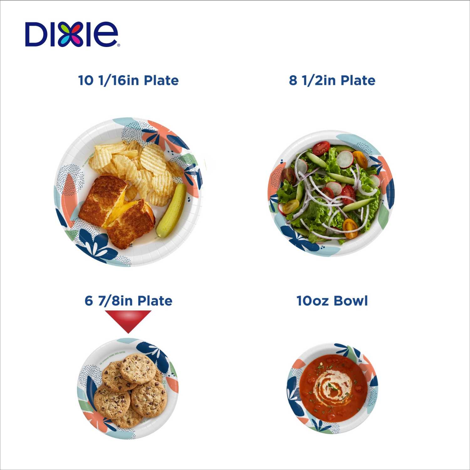 slide 5 of 5, Dixie Compostable 7 Inch Paper Plates, 50 Count, 50 ct