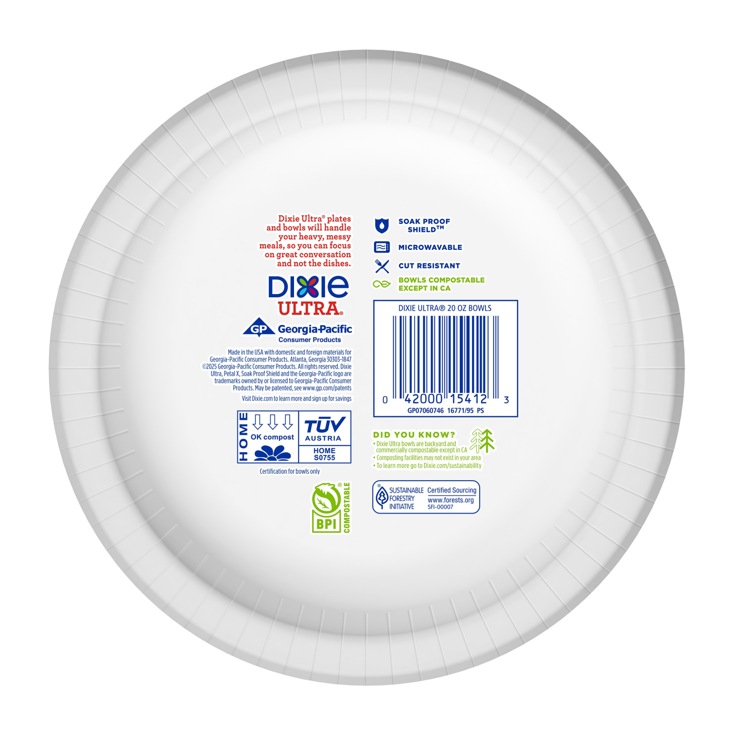 slide 8 of 8, Dixie Ultra Compostable 20 Ounce Bowls, 26 Count, 26 ct