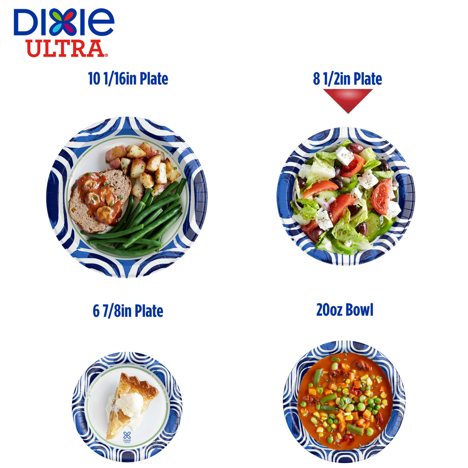 slide 6 of 8, Dixie Ultra Compostable 10 Inch Plates, 44 Count, 64 ct