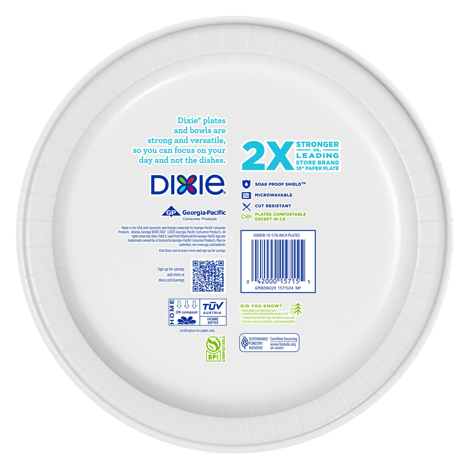 slide 5 of 8, Dixie Compostable 10 Inch Paper Plates, 54 Count, 54 ct