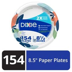 Dixie Paper Plates, 8 1/2 inch, Dinner Size Printed Disposable Plate, 154 Count