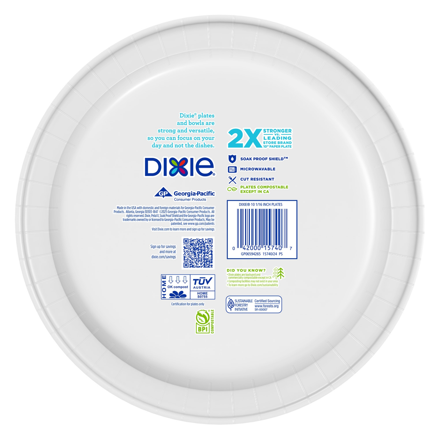 slide 3 of 5, Dixie Compostable 10 Inch Paper Plates, 86 Count, 86 ct