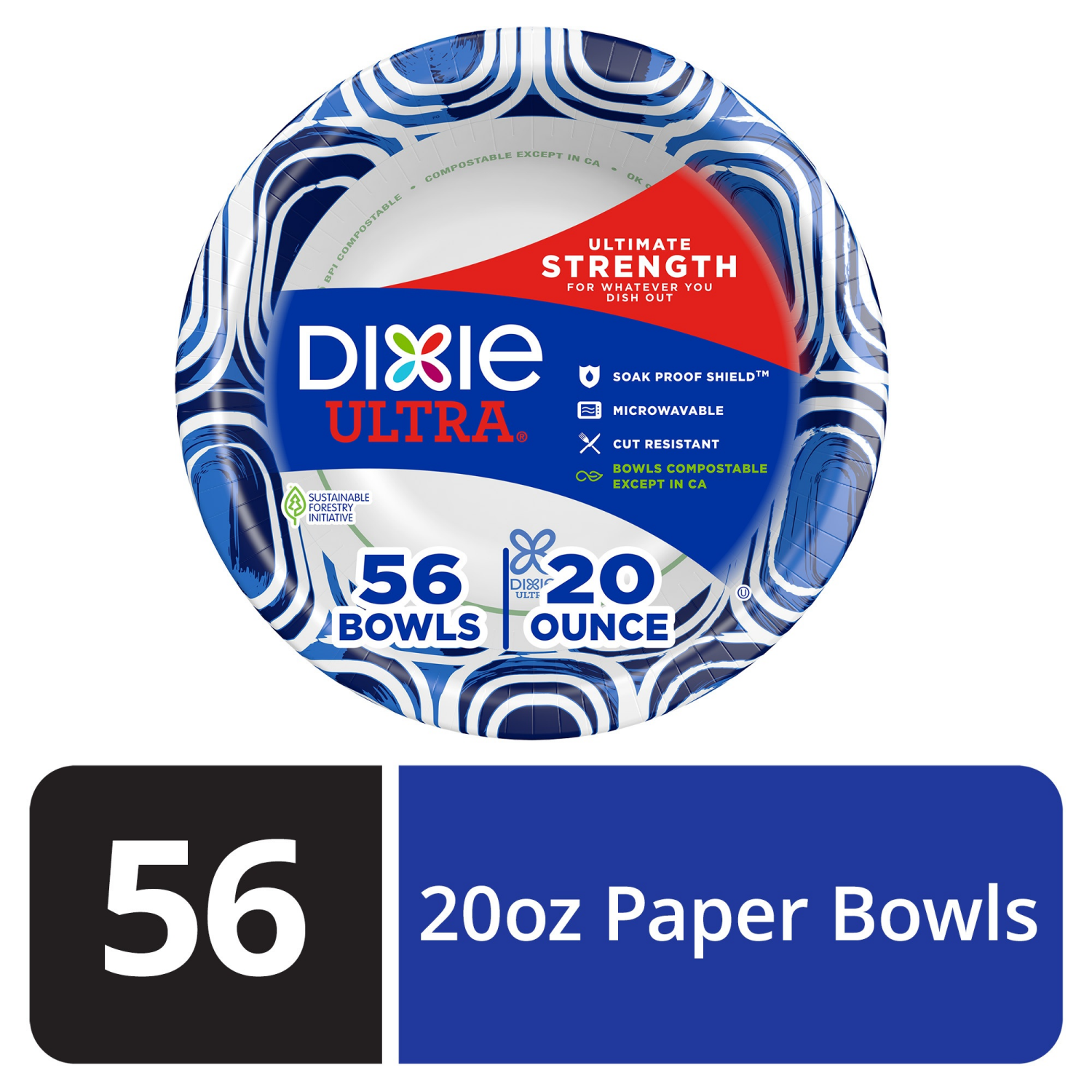 slide 1 of 8, Dixie Ultra Compostable Paper Bowls, 20 Oz, 56 Count, 56 ct