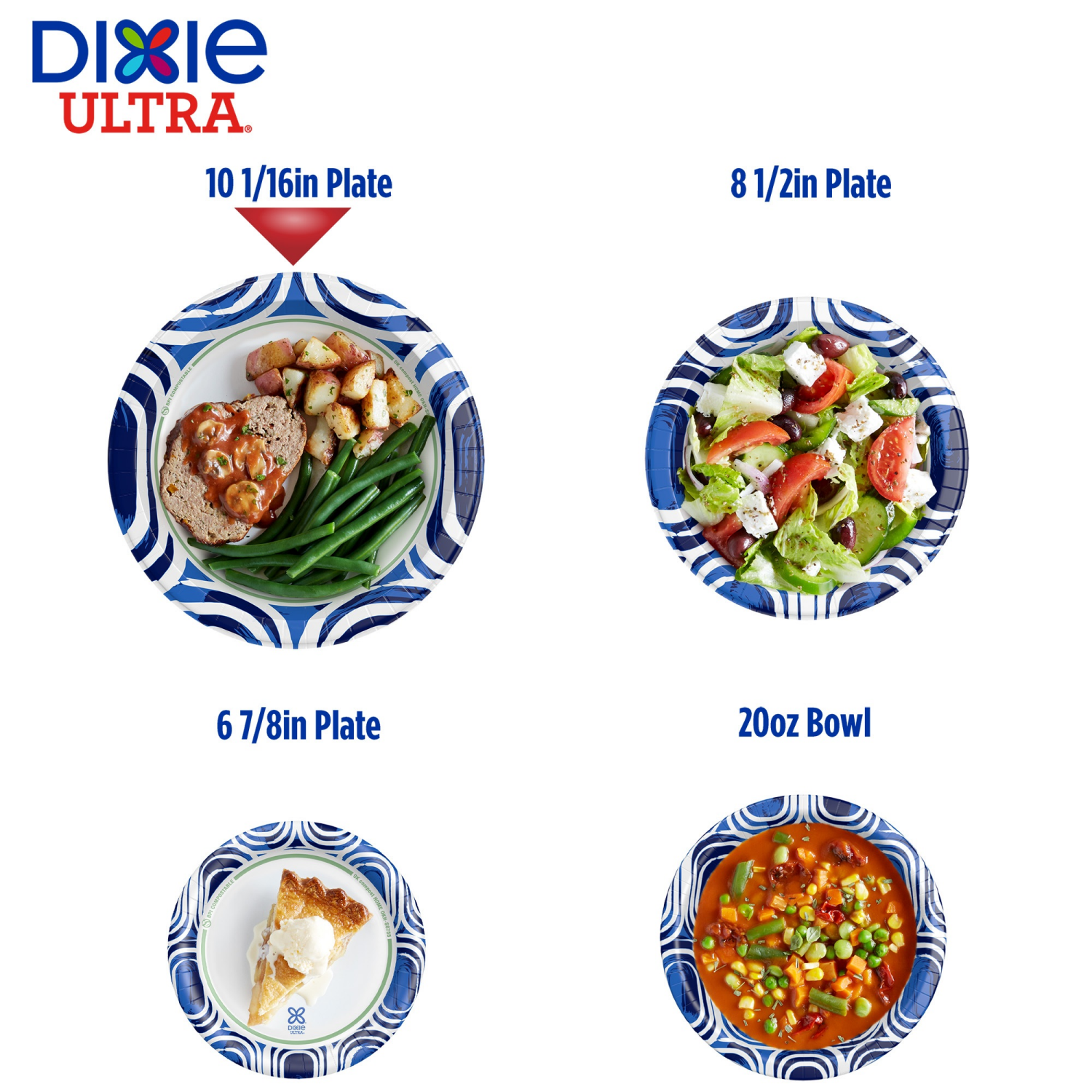 slide 6 of 8, Dixie Ultra Compostable Paper Plates, 10 Inch, 100 Count, Multi-Color, 100 ct