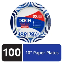 Dixie Ultra Compostable Paper Plates, 10 Inch, 100 Count, Multi-Color