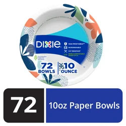Dixie Paper Bowl, 10 Ounce Disposable Bowls, 72 Count