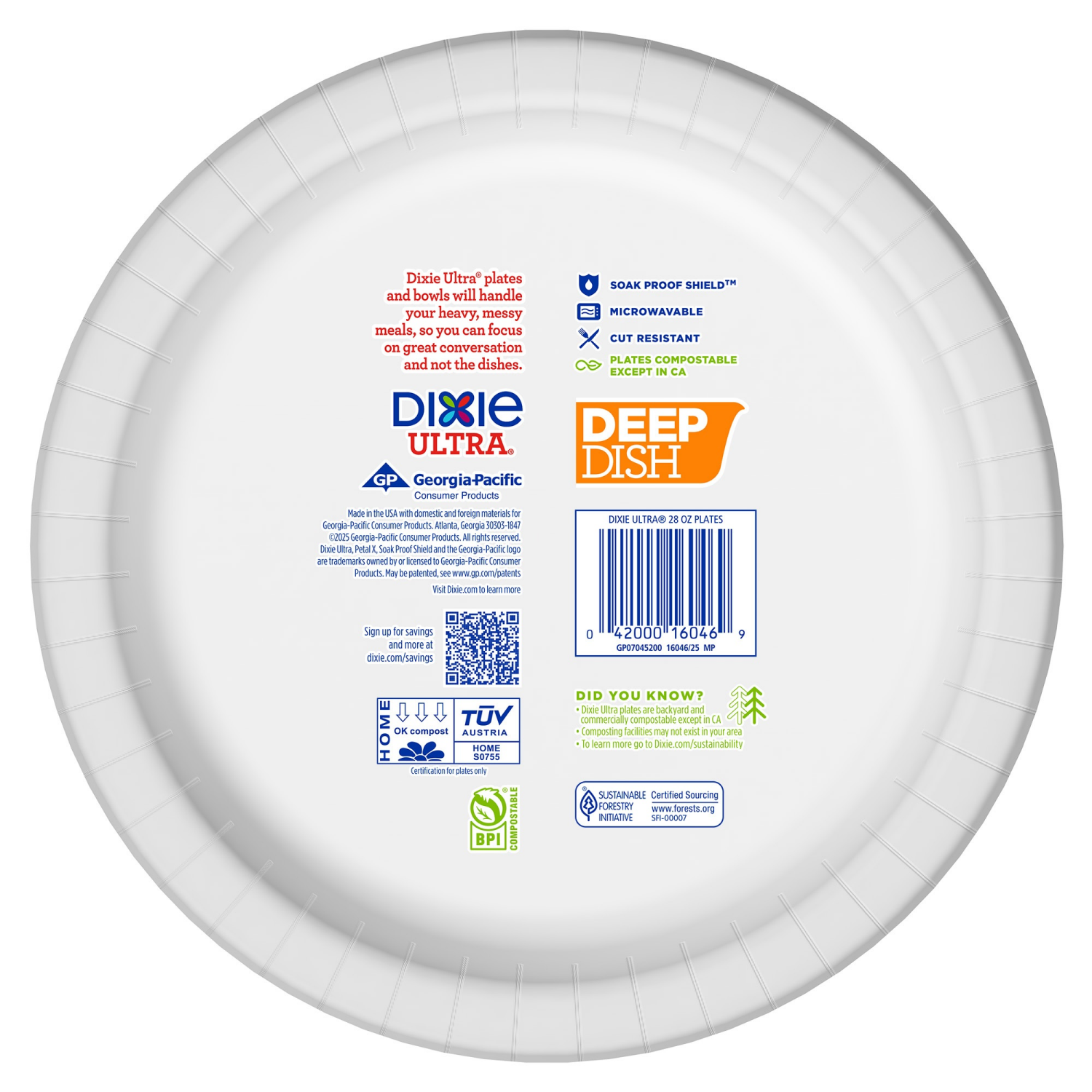 slide 5 of 8, Dixie Ultra Compostable 9 Inch Deep Dish Plates, 40 Count, 40 ct