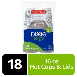 Dixie To Go 16 Oz Paper Cups And Lids, 18 Count
