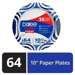 Dixie Ultra Compostable Paper Plates, 10 Inch, 64 Count, Multi-Color