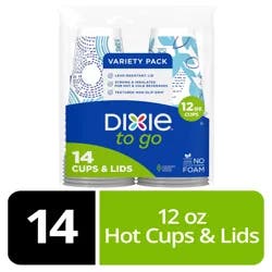 Dixie To Go 12 Oz Paper Cups And Lids, 14 Count