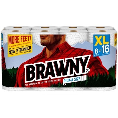 slide 1 of 8, Brawny Pick-A-Size XL Roll Paper Towels, 8 ct
