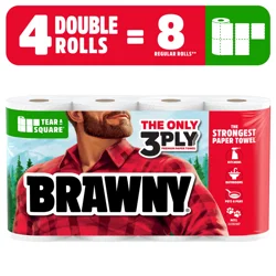 Brawny Tear-A-Square Paper Towels, 4 Double Rolls