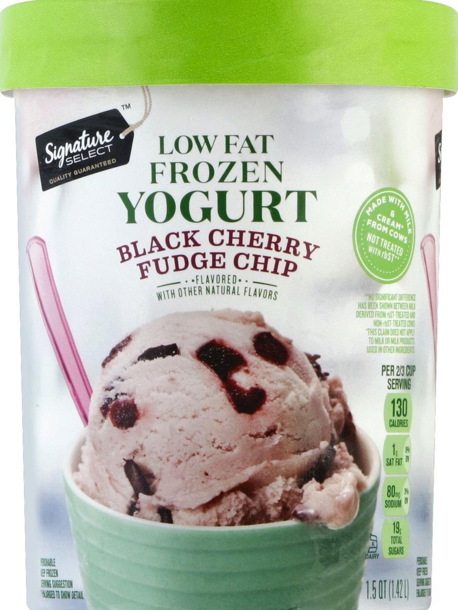 slide 2 of 3, Lucerne Dairy Farms Frozen Yogurt Chocolate Chip Black Cherry Low Fat, 1.5 qt