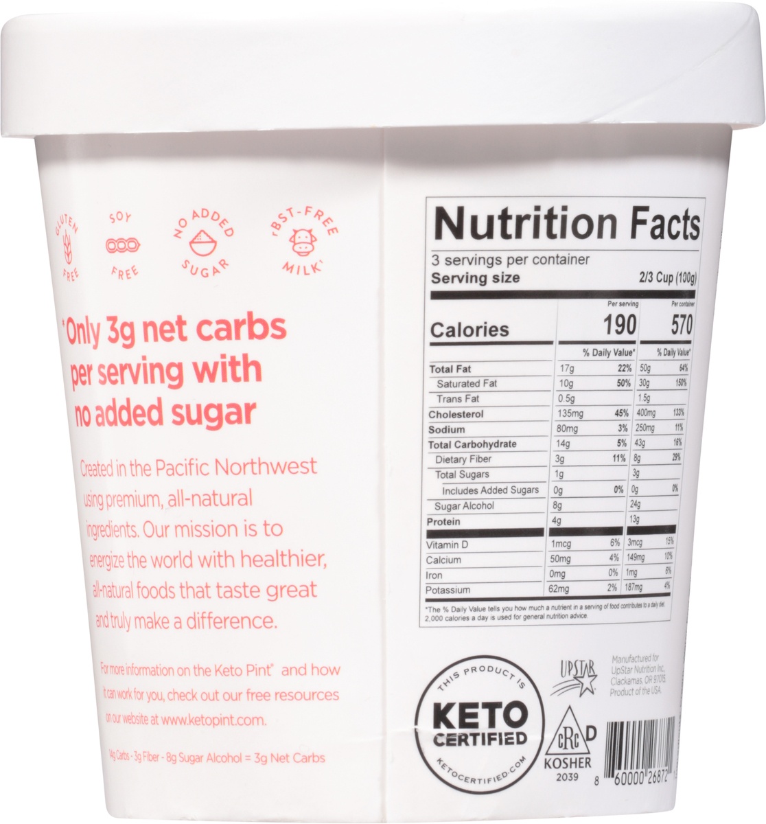 slide 4 of 9, Keto Pint Zero Added Sugar Strawberry Ice Cream 1 pt, 1 pint