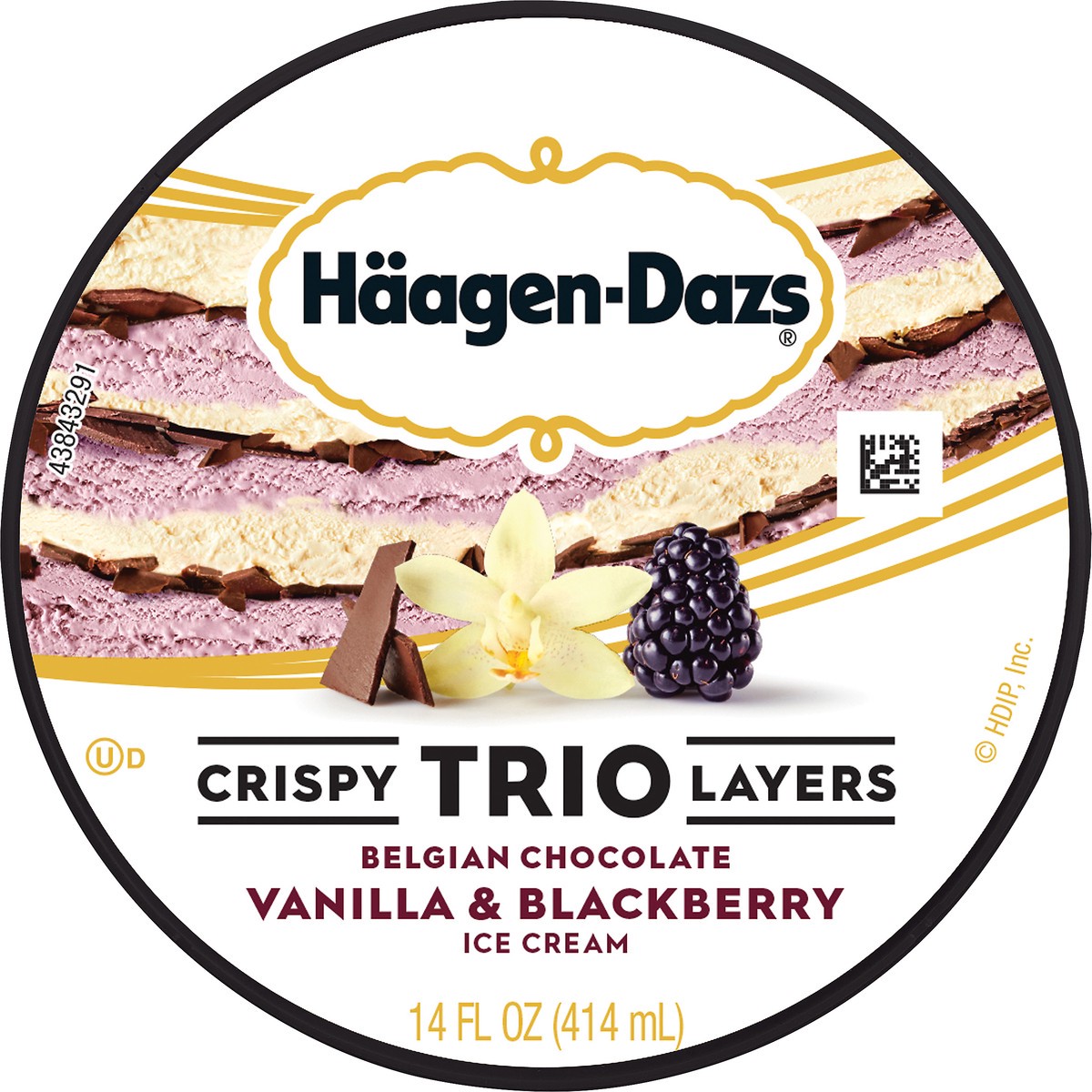 slide 7 of 7, Häagen-Dazs Trio Vanilla Blackberry Chocolate Ice Cream, 14 fl oz