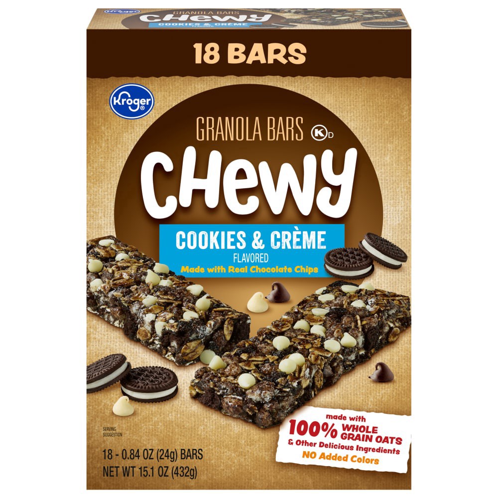 slide 2 of 2, Kroger Cookies & Creme Chewy Granola Bars, 18 ct; 0.84 oz