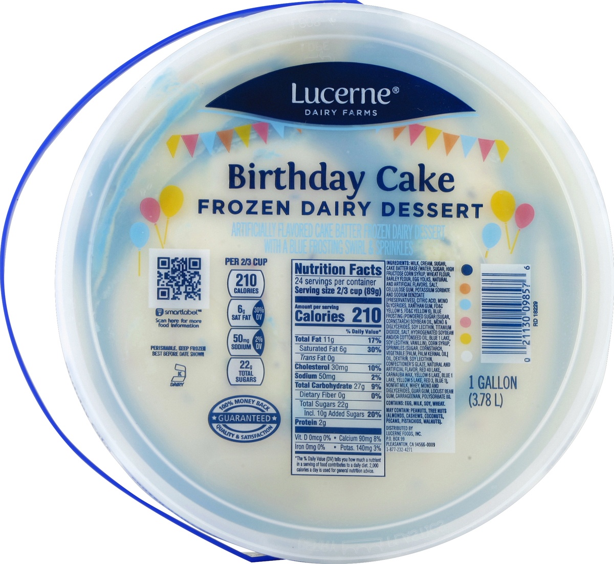 slide 3 of 3, Lucerne Dairy Farms Ice Cream Ice Cream Birthday Cake Reduced Ft, 1 ct