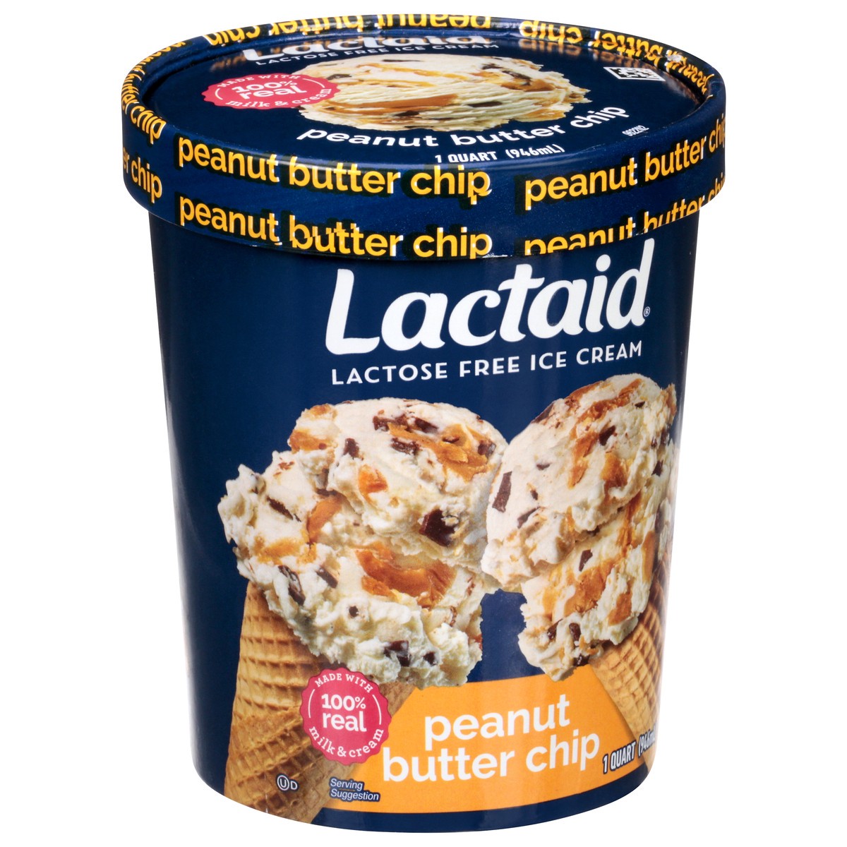 slide 2 of 9, Lactaid Peanut Butter Chip Ice Cream, 1 Quart, 32 oz