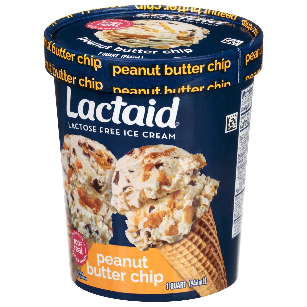slide 3 of 9, Lactaid Peanut Butter Chip Ice Cream, 1 Quart, 32 oz