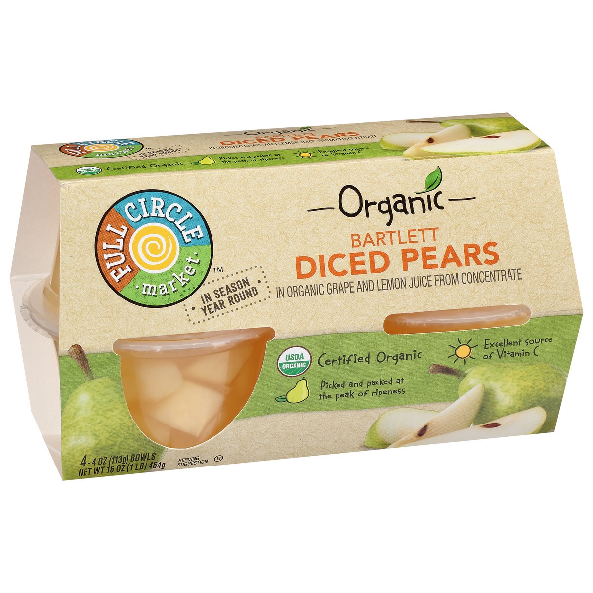 slide 3 of 9, Full Circle Market Organic Bartlett Diced Pears 4 ea, 4 ct
