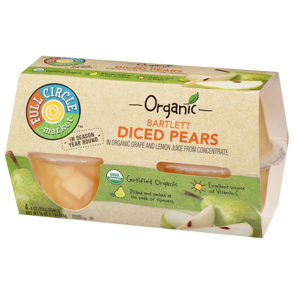 slide 9 of 9, Full Circle Market Organic Bartlett Diced Pears 4 ea, 4 ct