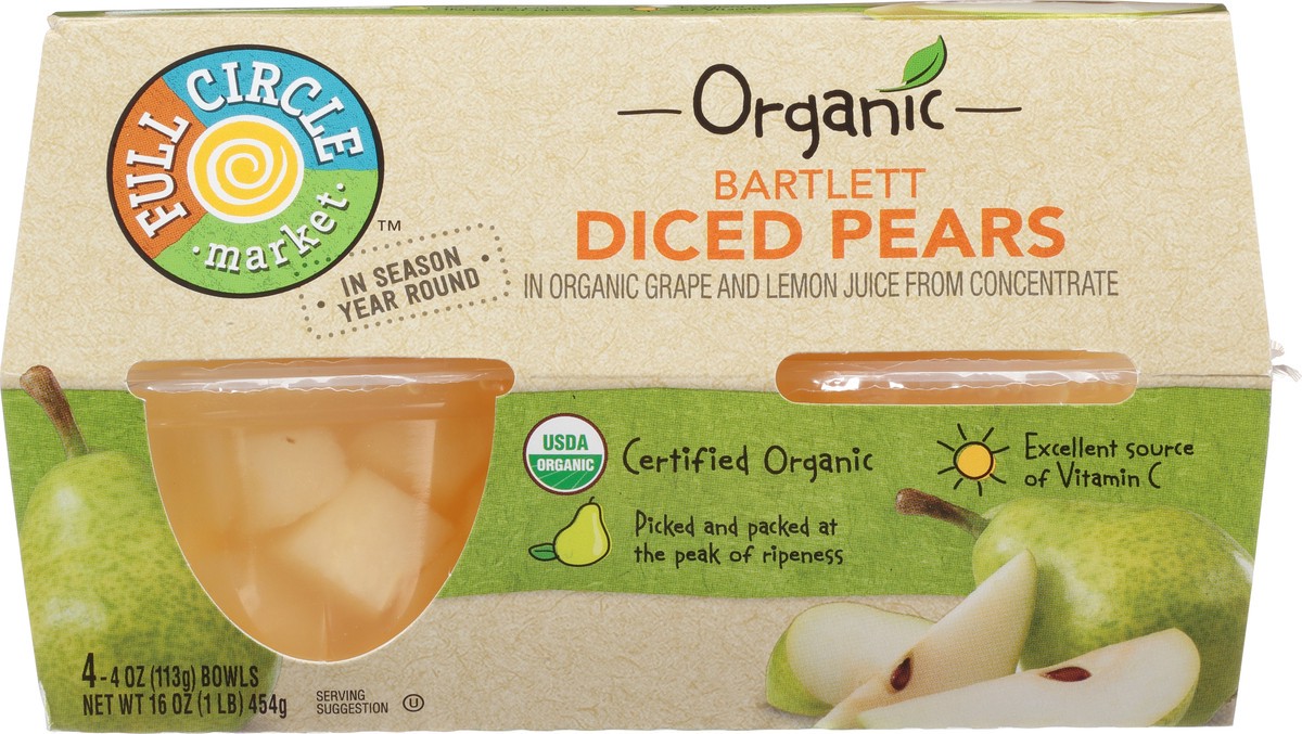 slide 7 of 9, Full Circle Market Organic Bartlett Diced Pears 4 ea, 4 ct