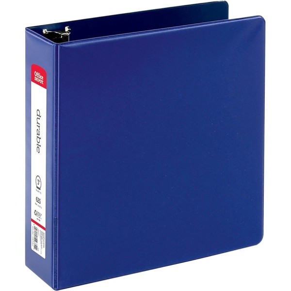 slide 2 of 10, Office Depot Brand Nonstick Round-Ring Binder, 3'' Rings, 64% Recycled, Blue, 3 in