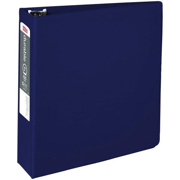 slide 1 of 10, Office Depot Brand Nonstick Round-Ring Binder, 3'' Rings, 64% Recycled, Blue, 3 in