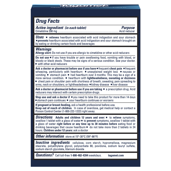 slide 2 of 9, Tagamet HB Cimetidine Acid Reducer and Heartburn Relief, 200 mg, 70 ct