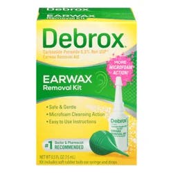 Debrox Ear Wax Removal Kit, Ear Cleaning Kit Includes Rubber Bulb Syringe and 0.5 Fl Oz Ear Wax Removal Drops
