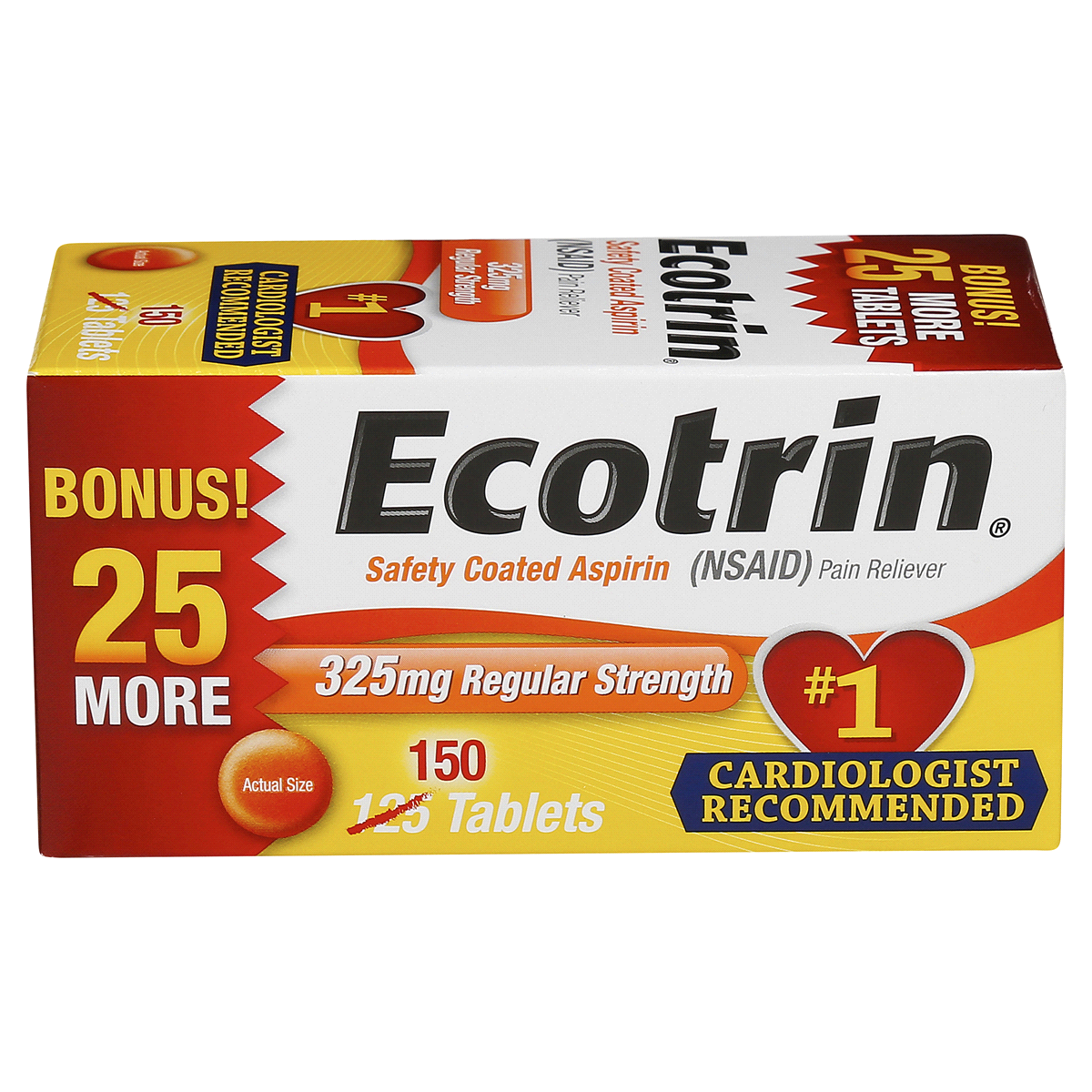slide 3 of 6, Ecotrin Safety Coated Aspirin, 125 ct